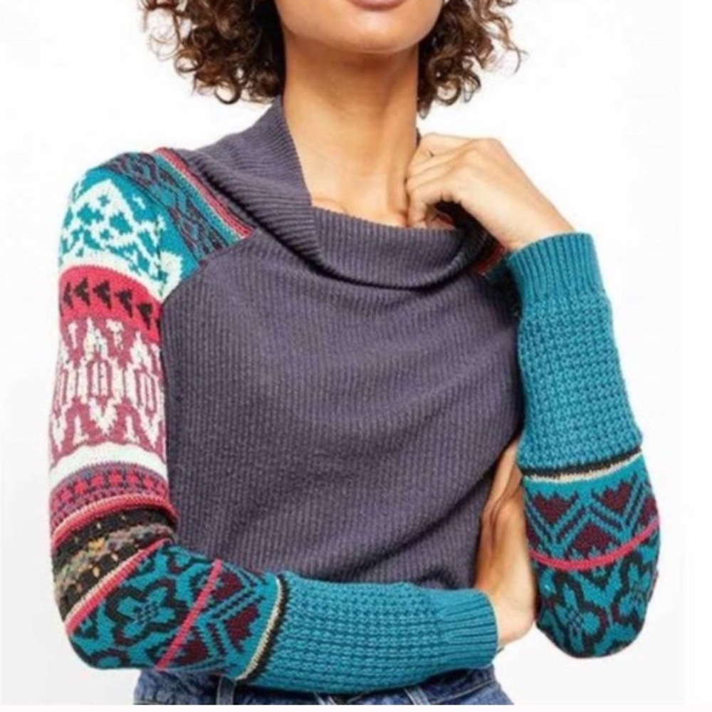 Free People top with knit sleeves